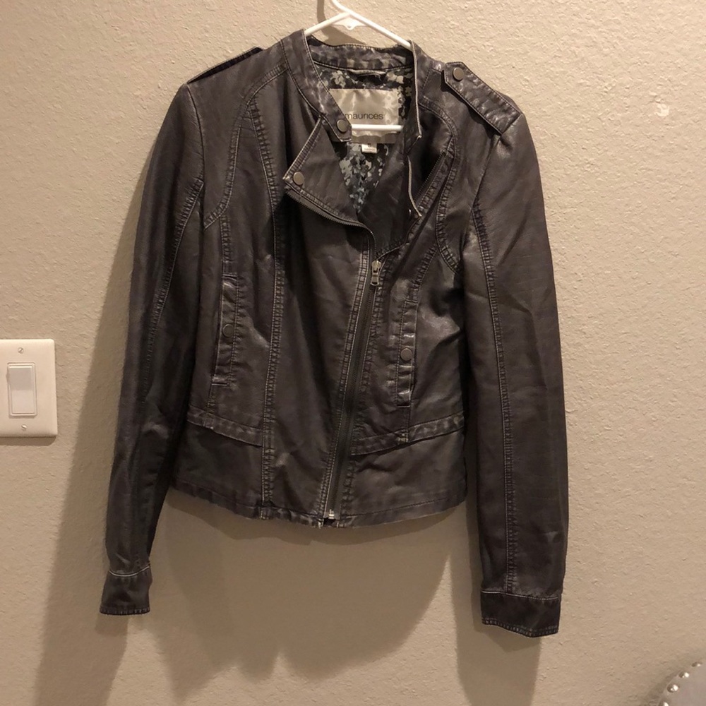 Gray Faux Leather Jacket